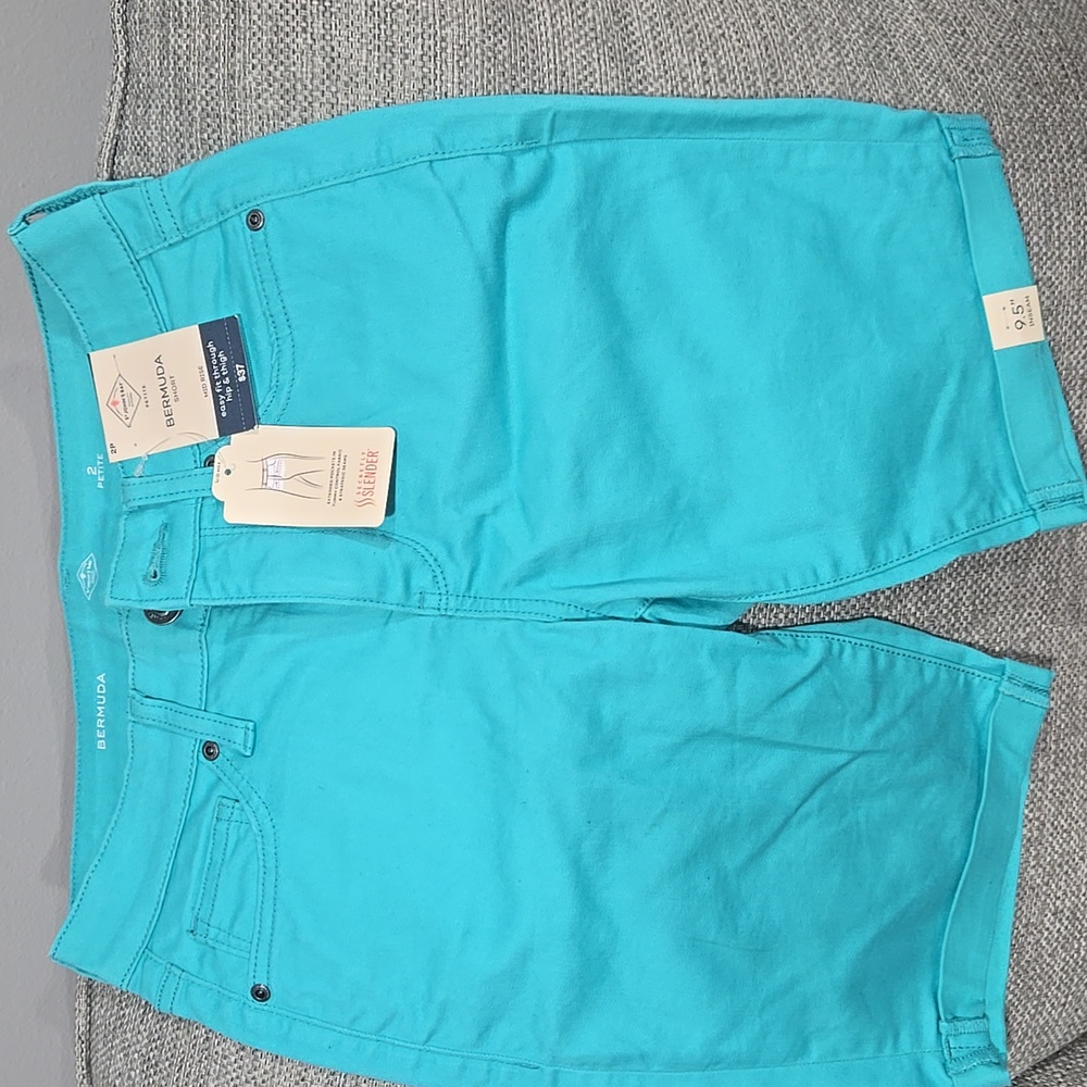St. John's Bay Turquoise Flat Front Shorts